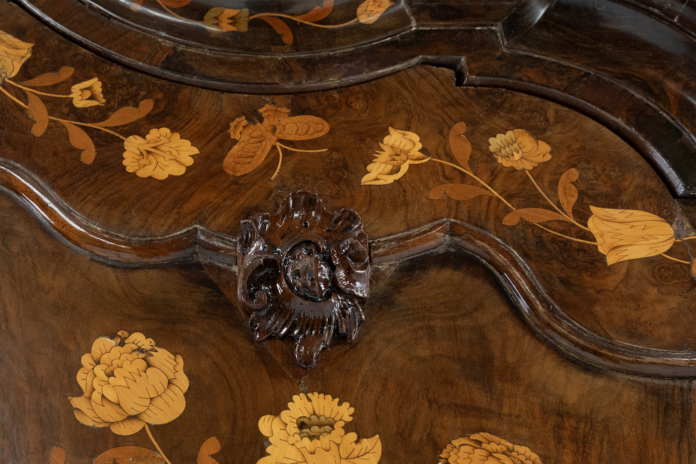 Dutch bombe two doors cabinet with floral marquetry, ca. 1750thumbnail